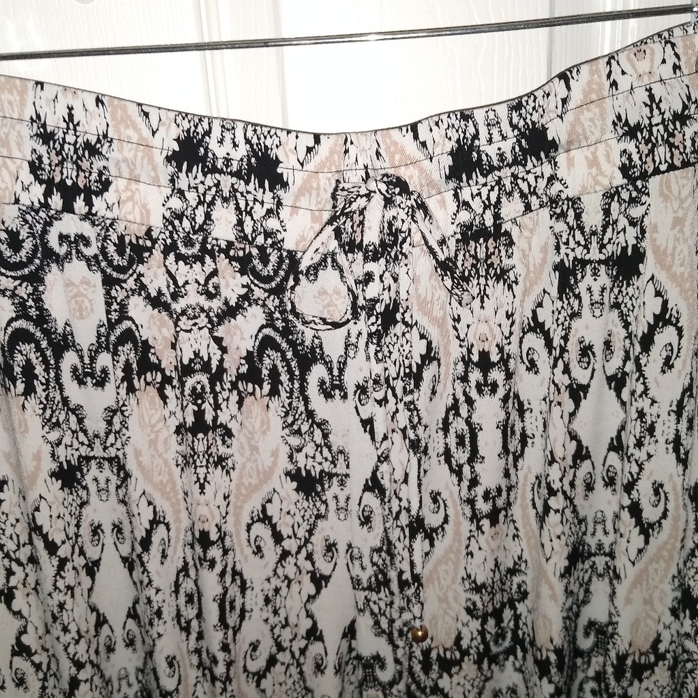Wide leg pants Black/White/Tan